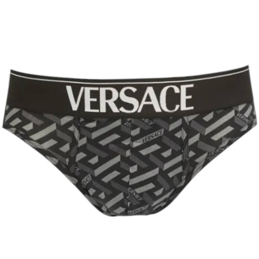 Versace Men's Black Briefs Underwear Designer Cotton Stretch Logo Size Small